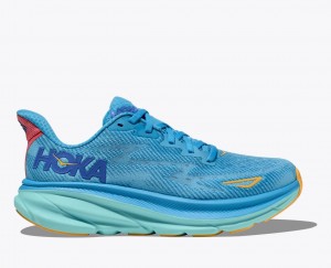 Women's HOKA Clifton 9 Running Shoes Blue | 695-HCINMJ