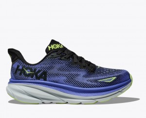 Women's HOKA Clifton 9 Running Shoes Dark Blue | 635-YCDJAR