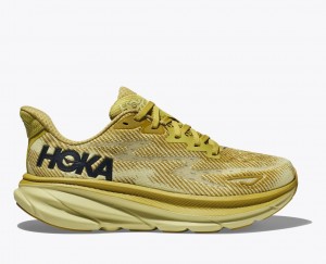 Women's HOKA Clifton 9 Running Shoes Khaki | 243-ZLAJGN