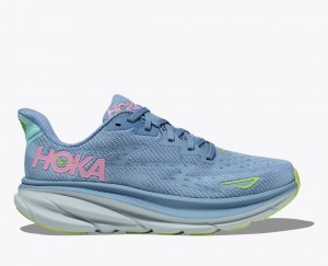 Women's HOKA Clifton 9 Running Shoes Light Blue | 920-ZNLKIG