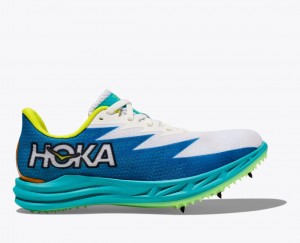 Women's HOKA Crescendo MD Track Spikes White / Blue | 807-QFMOJR