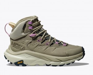 Women's HOKA Kaha 2 GTX Hiking Boots Light Olive | 512-OMDVIG