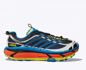 Women's HOKA Mafate Three2 Trail Running Shoes Black / Blue | 718-XTSYHO