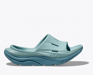 Women's HOKA Ora Recovery 3 Slide Grey Blue | 859-VOAMBU