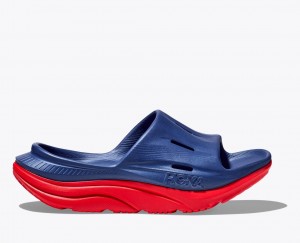 Women's HOKA Ora Recovery 3 Slide Navy / Red | 058-FVWTNR