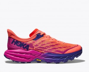 Women's HOKA Speedgoat 5 Trail Running Shoes Orange / Fuchsia | 501-KTGLXQ