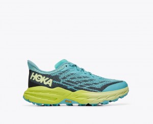 Women's HOKA Speedgoat 5 Trail Running Shoes Turquoise / Navy | 275-QIYKWD