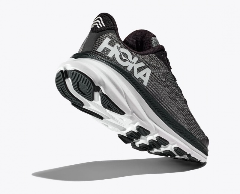 Kids' HOKA Clifton 9 Running Shoes Black / White | 204-YRNOFT