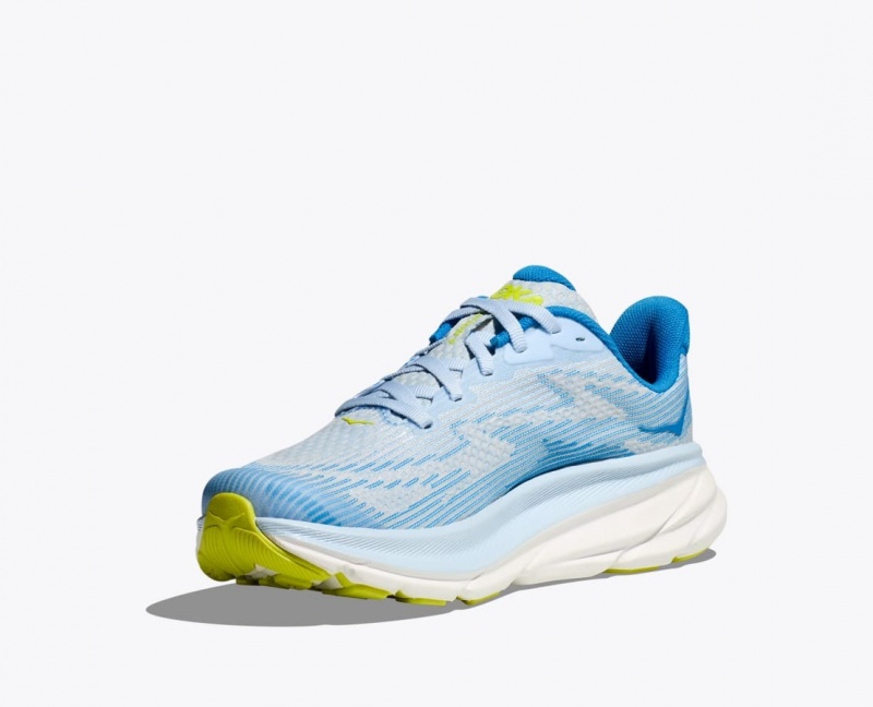 Kids' HOKA Clifton 9 Running Shoes Blue / White | 056-HQWYRN