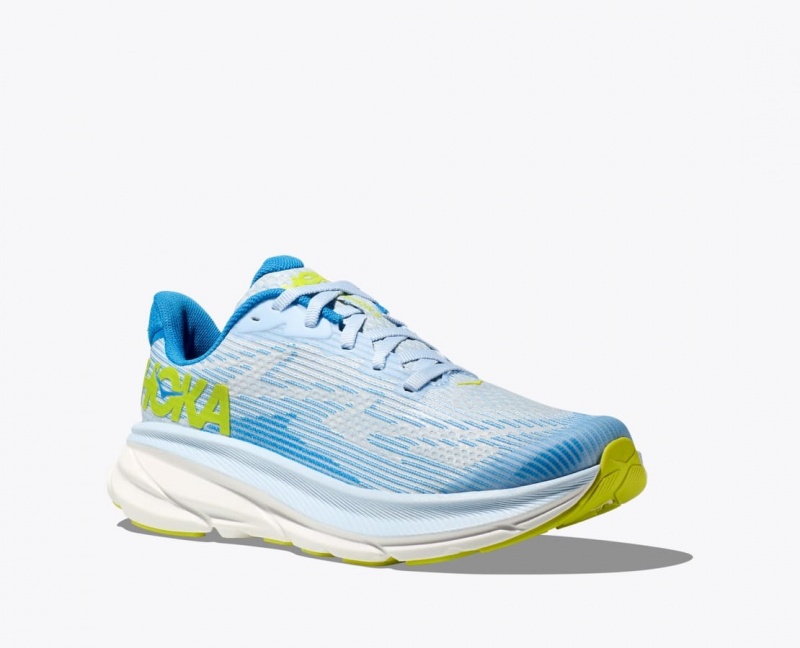 Kids' HOKA Clifton 9 Running Shoes Blue / White | 056-HQWYRN