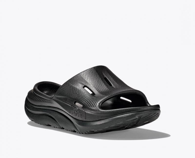 Kids' HOKA Ora Recovery 3 Slides Black | 143-GOFMWD