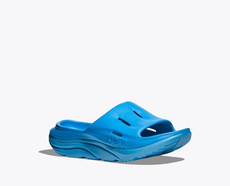 Kids' HOKA Ora Recovery 3 Slides Blue | 015-GORSDW