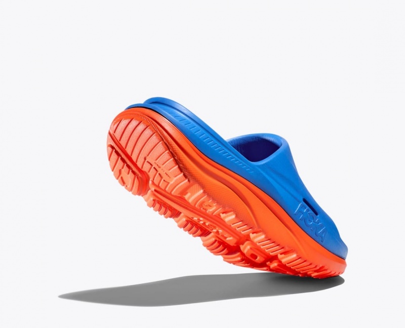 Kids' HOKA Ora Recovery 3 Slides Blue / Orange | 217-VJGIAX