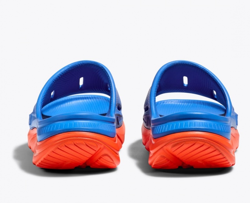 Kids' HOKA Ora Recovery 3 Slides Blue / Orange | 217-VJGIAX