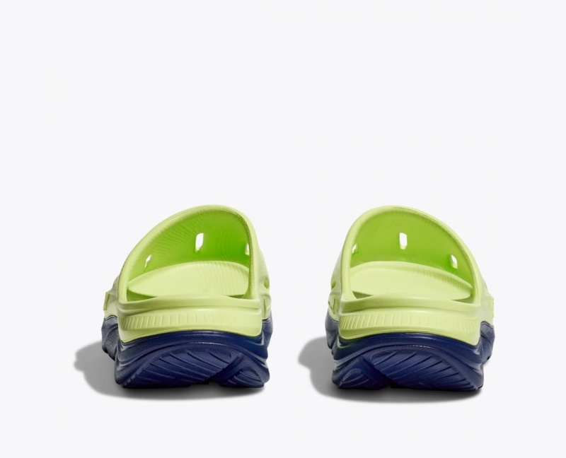 Kids' HOKA Ora Recovery 3 Slides Green / Navy | 583-ONJPCH