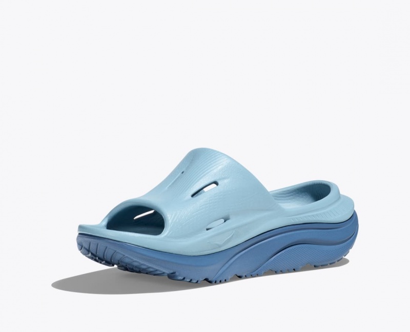 Kids' HOKA Ora Recovery 3 Slides Light Blue / Dark Blue | 326-OQIERD