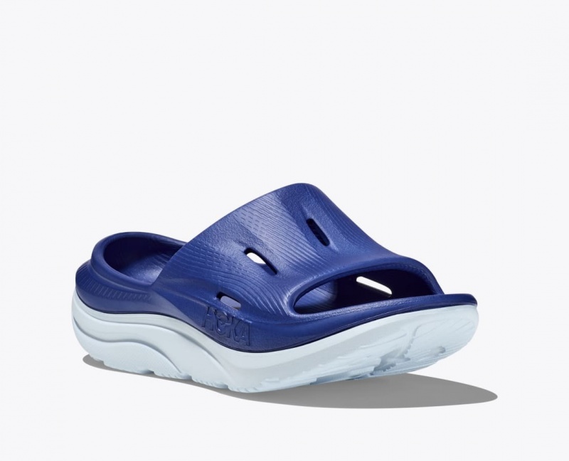 Kids' HOKA Ora Recovery 3 Slides Navy | 234-EODXPL