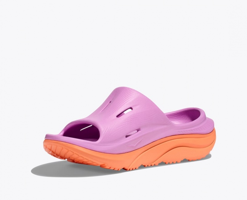 Kids' HOKA Ora Recovery 3 Slides Pink / Orange | 697-XONQJD