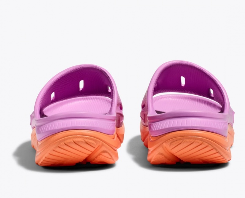 Kids' HOKA Ora Recovery 3 Slides Pink / Orange | 697-XONQJD