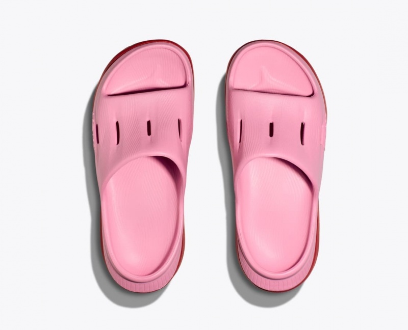 Kids' HOKA Ora Recovery 3 Slides Pink / Red | 865-EYZDCV