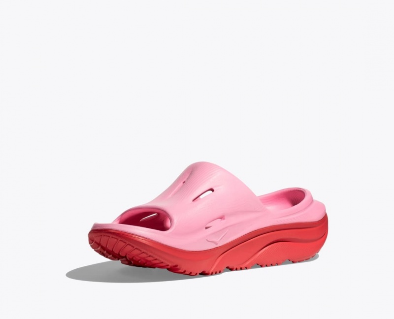 Kids' HOKA Ora Recovery 3 Slides Pink / Red | 865-EYZDCV