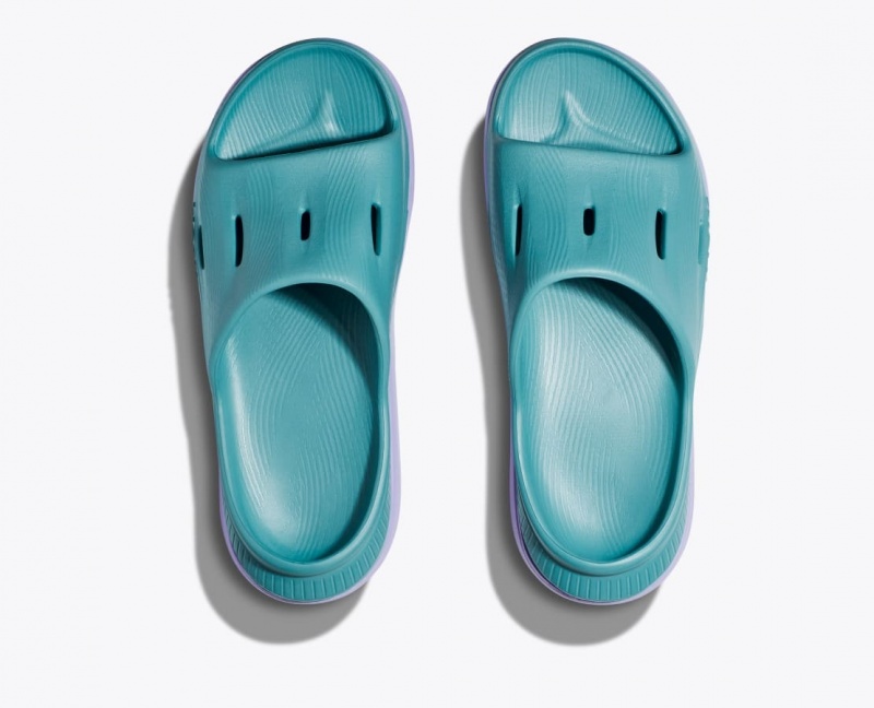 Kids' HOKA Ora Recovery 3 Slides Turquoise / Light Purple | 467-SJHQMN