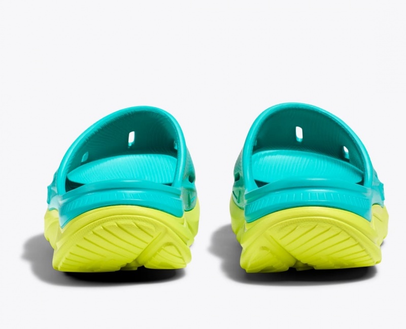 Kids' HOKA Ora Recovery 3 Slides Turquoise / Green | 092-GKQEFV