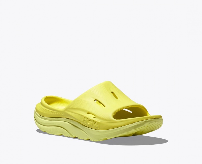 Kids' HOKA Ora Recovery 3 Slides Yellow | 527-QZIJUH