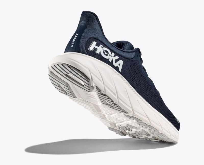 Men's HOKA Arahi 7 Running Shoes Navy / White | 752-XSNJQK