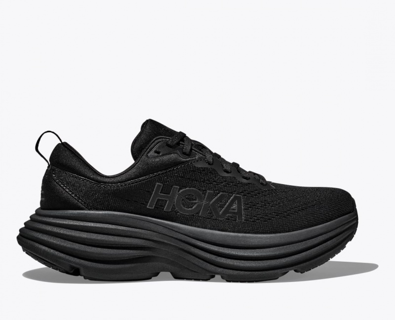 Men\'s HOKA Bondi 8 Running Shoes Black | 024-LNMSTG