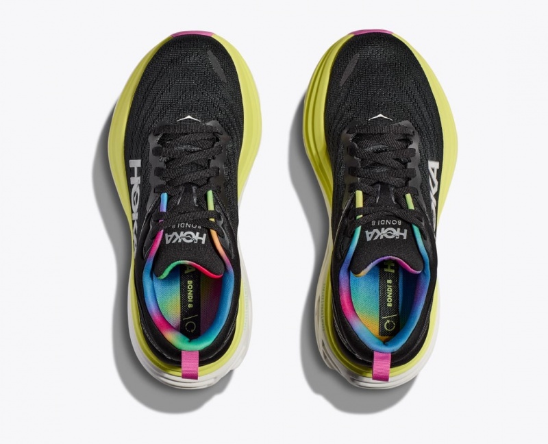 Men's HOKA Bondi 8 Running Shoes Black / Multicolor | 572-ZDNVWM