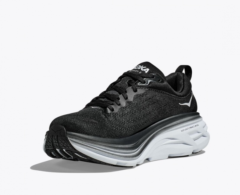 Men's HOKA Bondi 8 Running Shoes Black / White | 286-JZGOFI