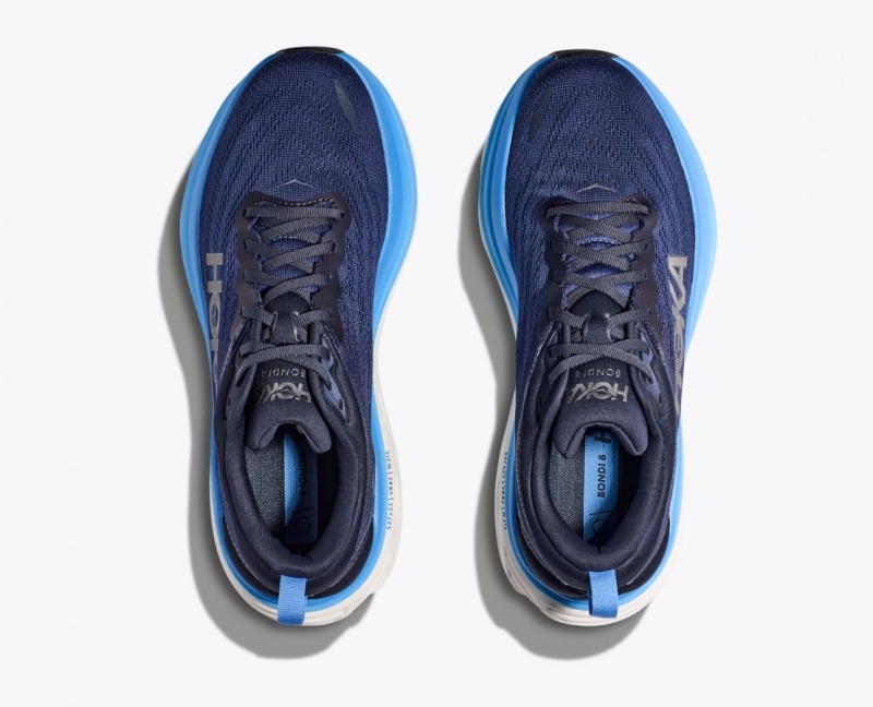 Men's HOKA Bondi 8 Running Shoes Dark Blue / Blue | 563-HDPKGT