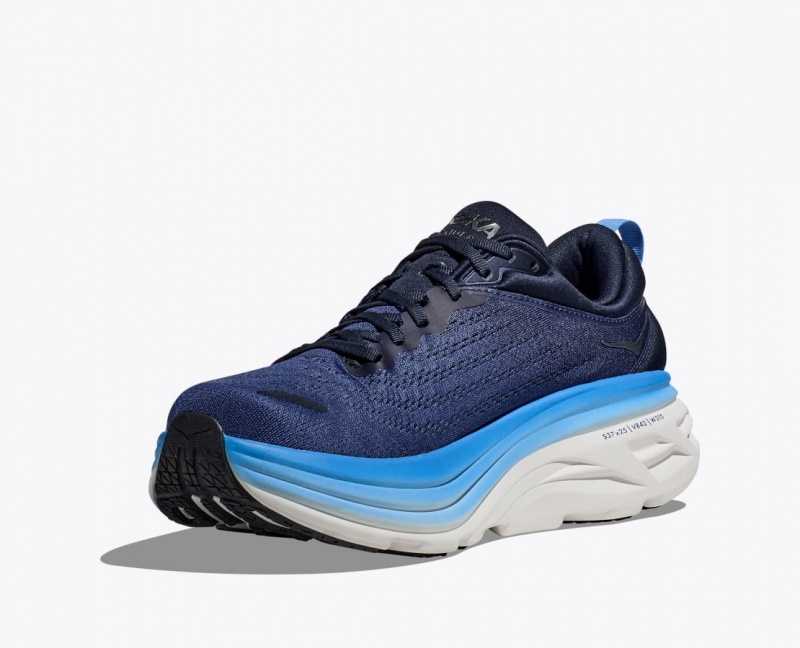 Men's HOKA Bondi 8 Running Shoes Dark Blue / Blue | 563-HDPKGT