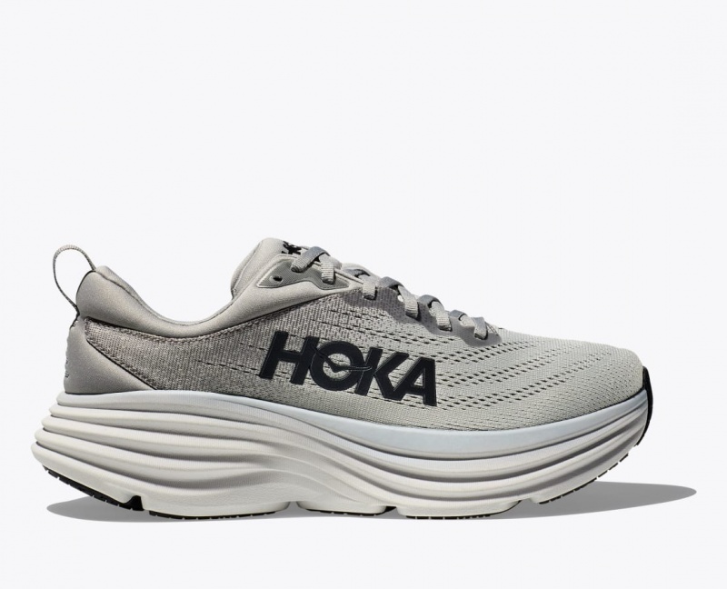 Men\'s HOKA Bondi 8 Running Shoes Grey | 351-WRTUZB