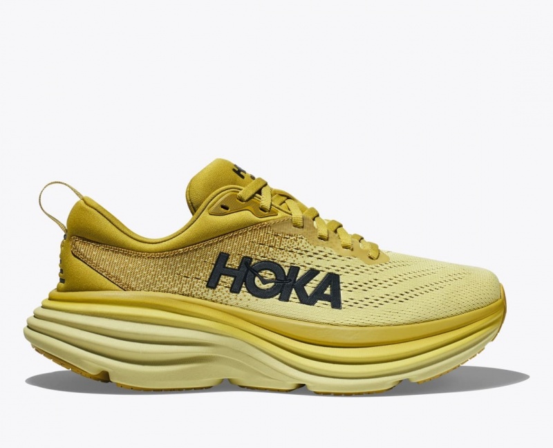 Men\'s HOKA Bondi 8 Running Shoes Khaki | 746-KXPNRM