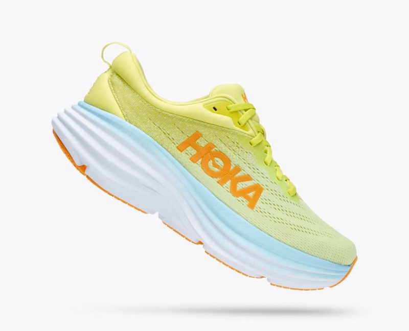 Men's HOKA Bondi 8 Running Shoes Light Green / Light Blue | 482-JQYMBK