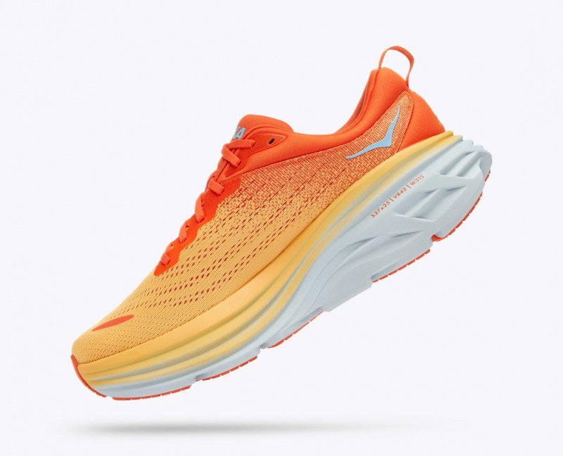 Men's HOKA Bondi 8 Running Shoes Orange / Red | 853-XWIPYM