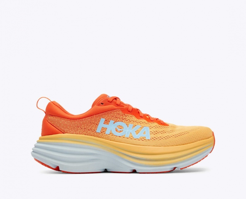 Men\'s HOKA Bondi 8 Running Shoes Orange / Red | 853-XWIPYM