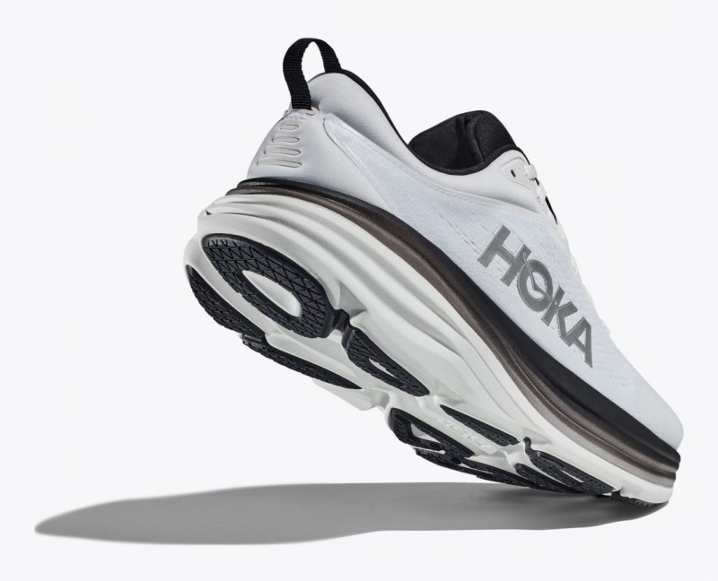 Men's HOKA Bondi 8 Running Shoes White / Black | 863-QCUDSA