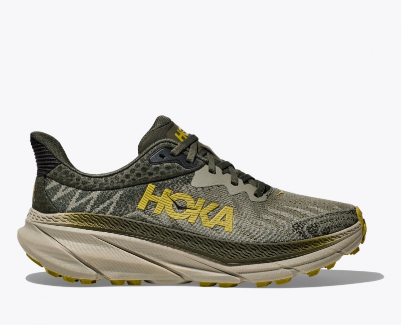 Men\'s HOKA Challenger 7 Trail Running Shoes Olive | 675-TQJPBU