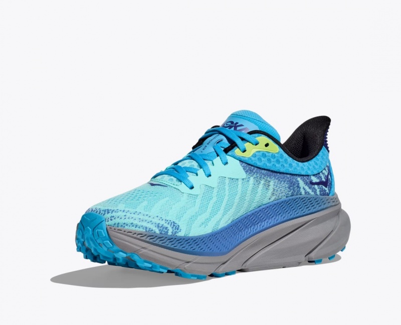 Men's HOKA Challenger 7 Trail Running Shoes Turquoise / Blue | 752-TMWJNI