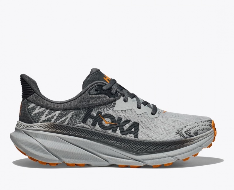 Men\'s HOKA Challenger 7 Trail Running Shoes Grey / Black | 813-XINQHK