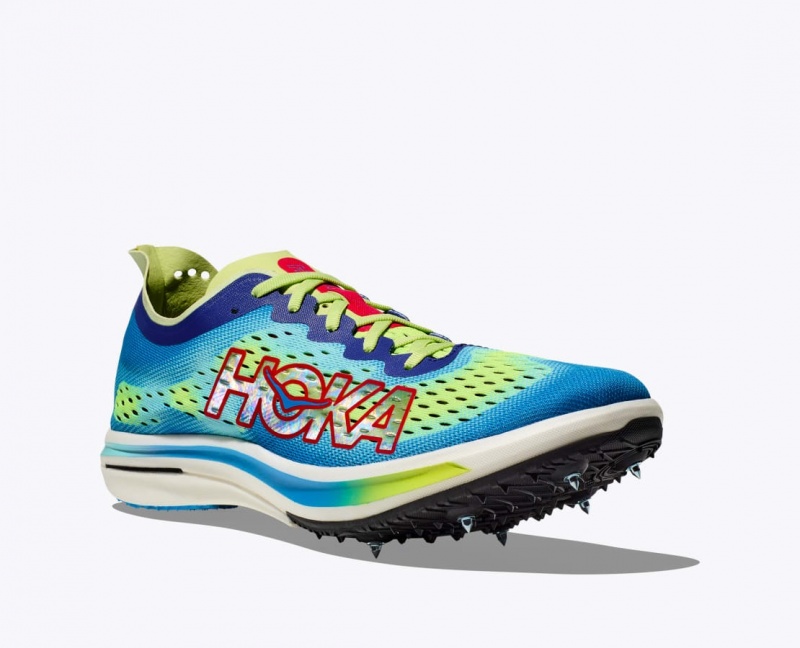 Men's HOKA Cielo FLYX Track Spikes Green / Blue | 157-RSLBUE