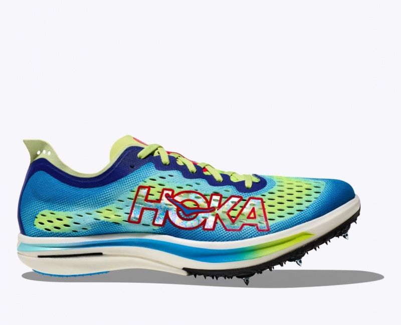 Men\'s HOKA Cielo FLYX Track Spikes Green / Blue | 157-RSLBUE