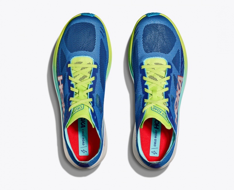 Men's HOKA Cielo Road Running Shoes Blue / Green | 546-LKBWTX