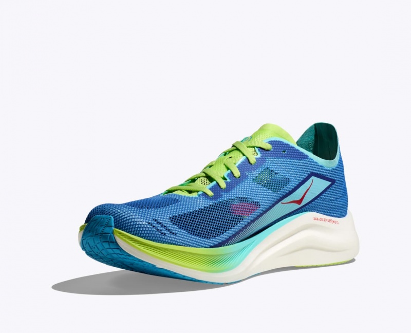 Men's HOKA Cielo Road Running Shoes Blue / Green | 546-LKBWTX