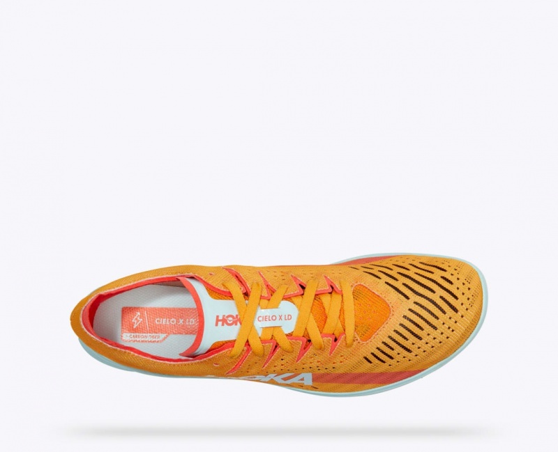 Men's HOKA Cielo X LD Track Spikes Orange | 185-PDMFYI