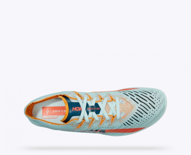 Men's HOKA Cielo X MD Track Spikes Light Turquoise | 601-YSCGED