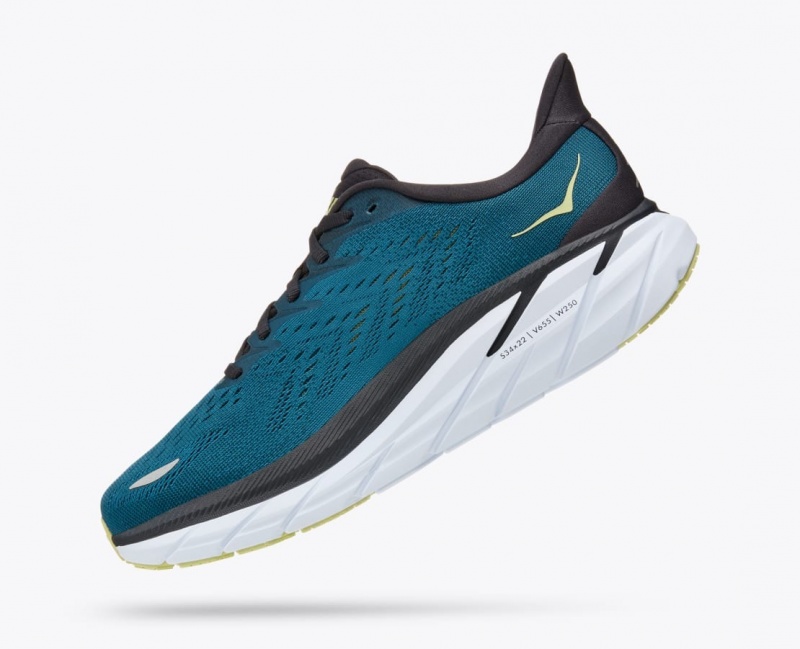 Men's HOKA Clifton 8 Running Shoes Dark Turquoise / Black | 864-OAEBWD